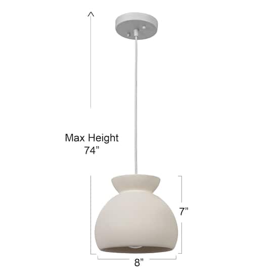 Hello Honey® Sienna Matte White Boho Ceramic Ceiling Light with White Fabric Cord